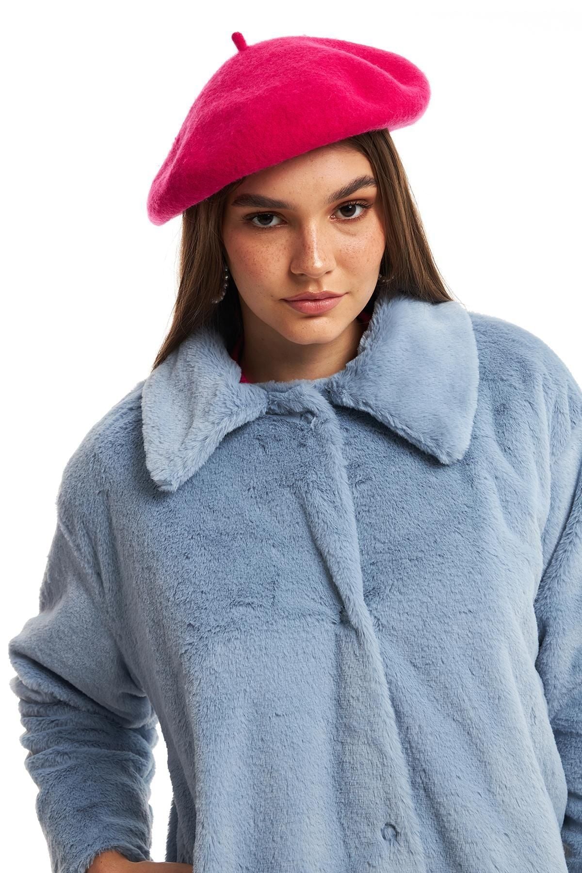 Pocket Plush Coat Blue QUZU