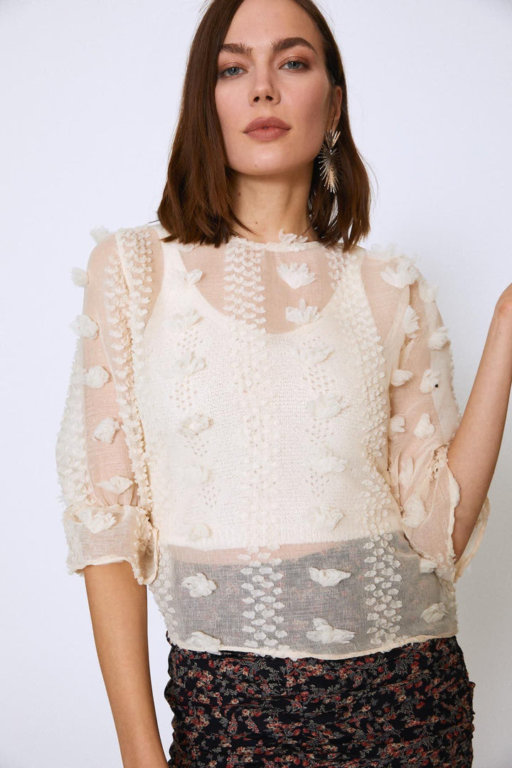 Lace Blouse Beige