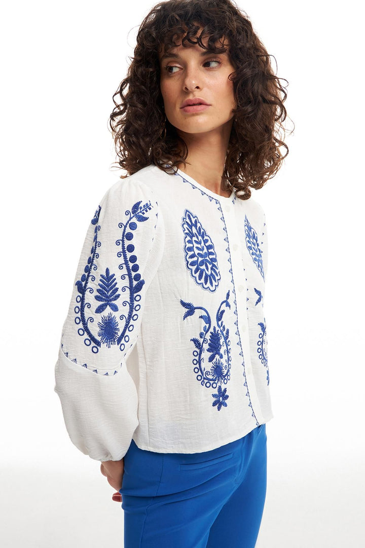Embroidery Detailed Shirt Ecru