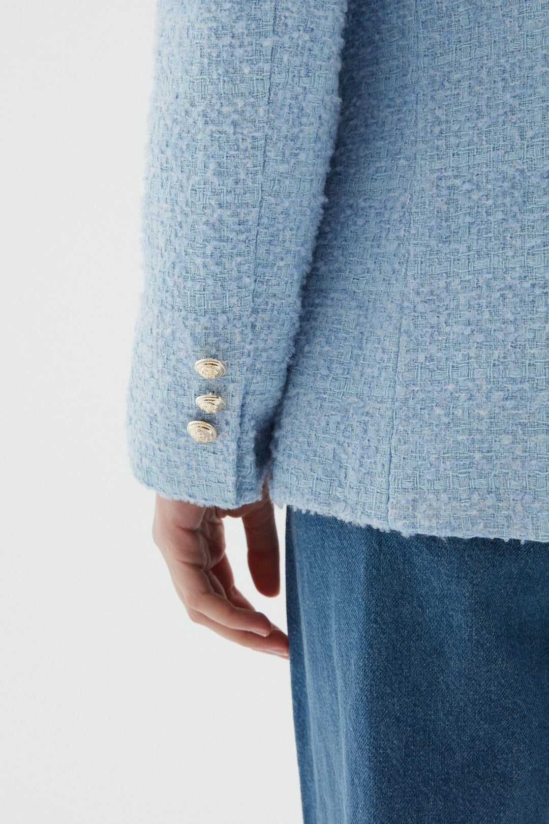 Kruvaze Tüvit Blazer Ceket Bebe Mavi