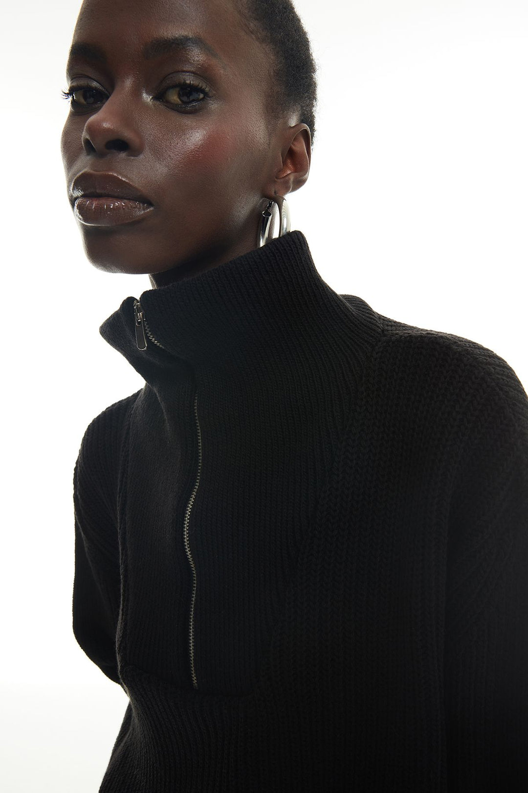 Zipper Detailed Knitwear Sweater Black
