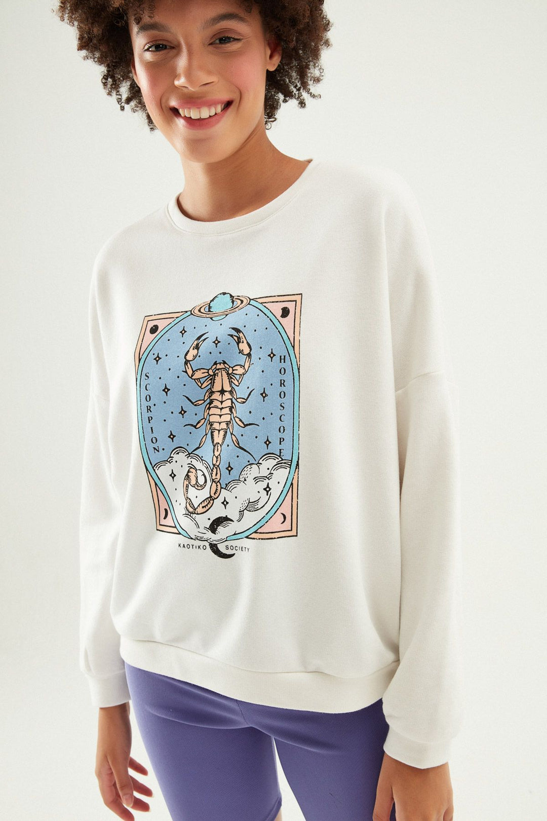 Letter Printed Oversize Sweatshirt White