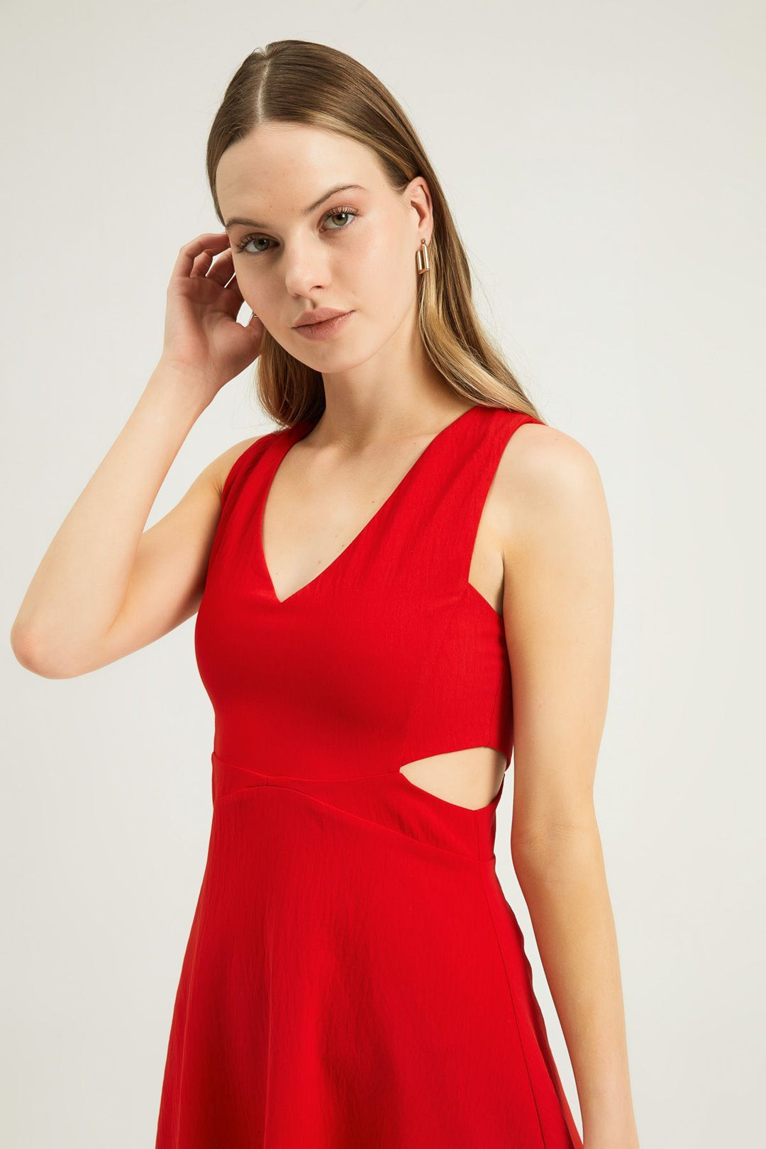 Cut Out Mini Dress Red