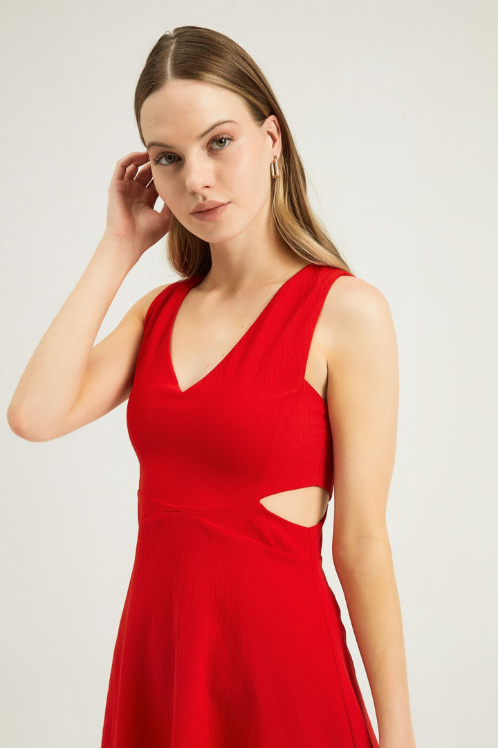 Cut Out Mini Dress Red