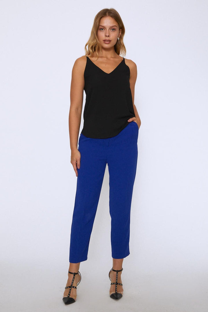 İp Askılı V Yaka Bluz Siyah