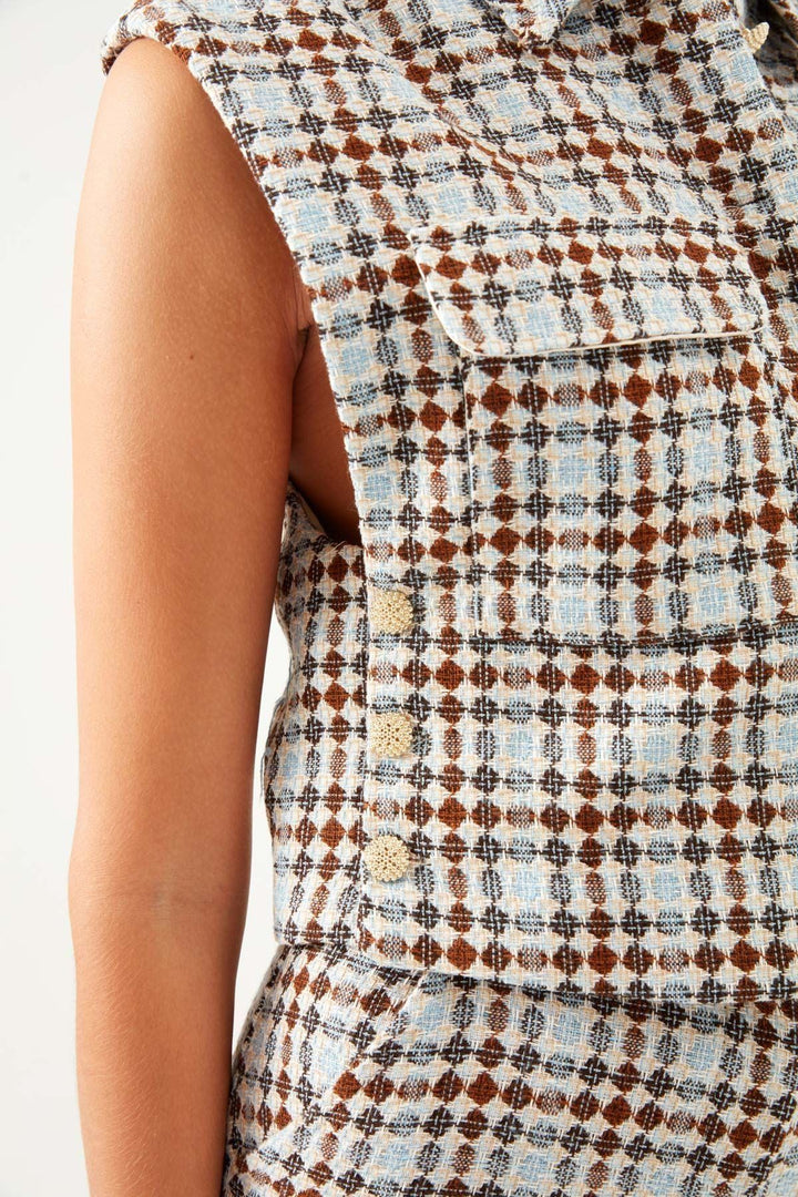 Buttoned Vest Jacket Blue