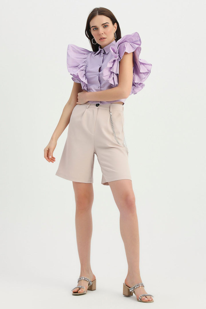 Shirt with Frilled Sleeves Lilac