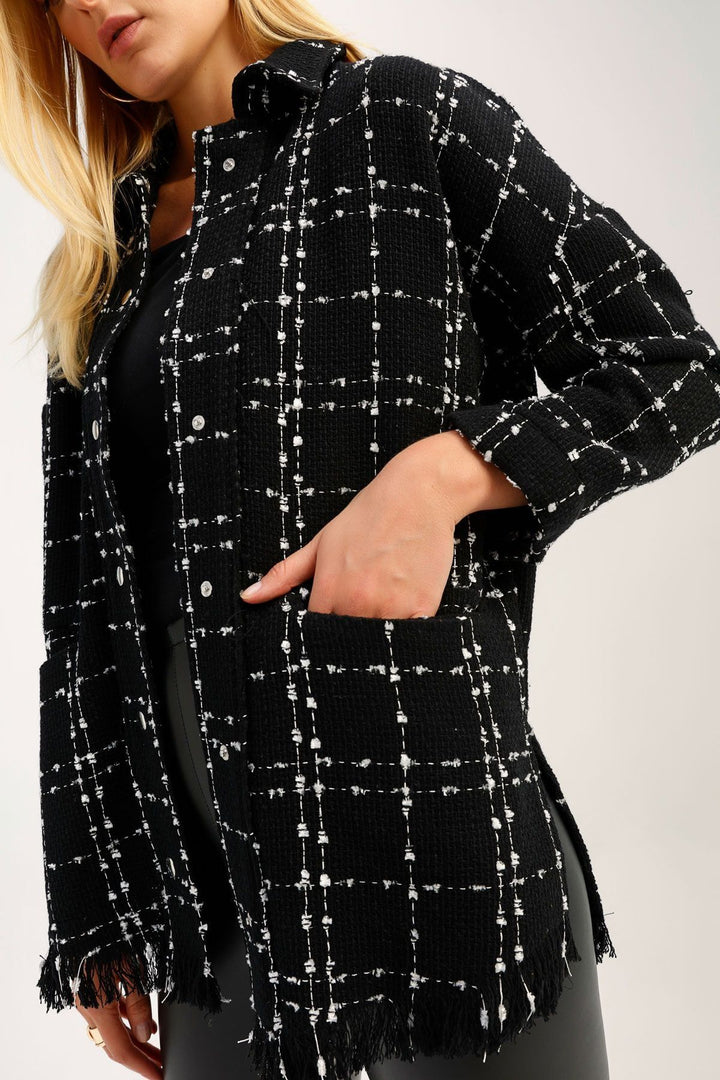 Püskül Detaylı Tüvit Gömlek Siyah
