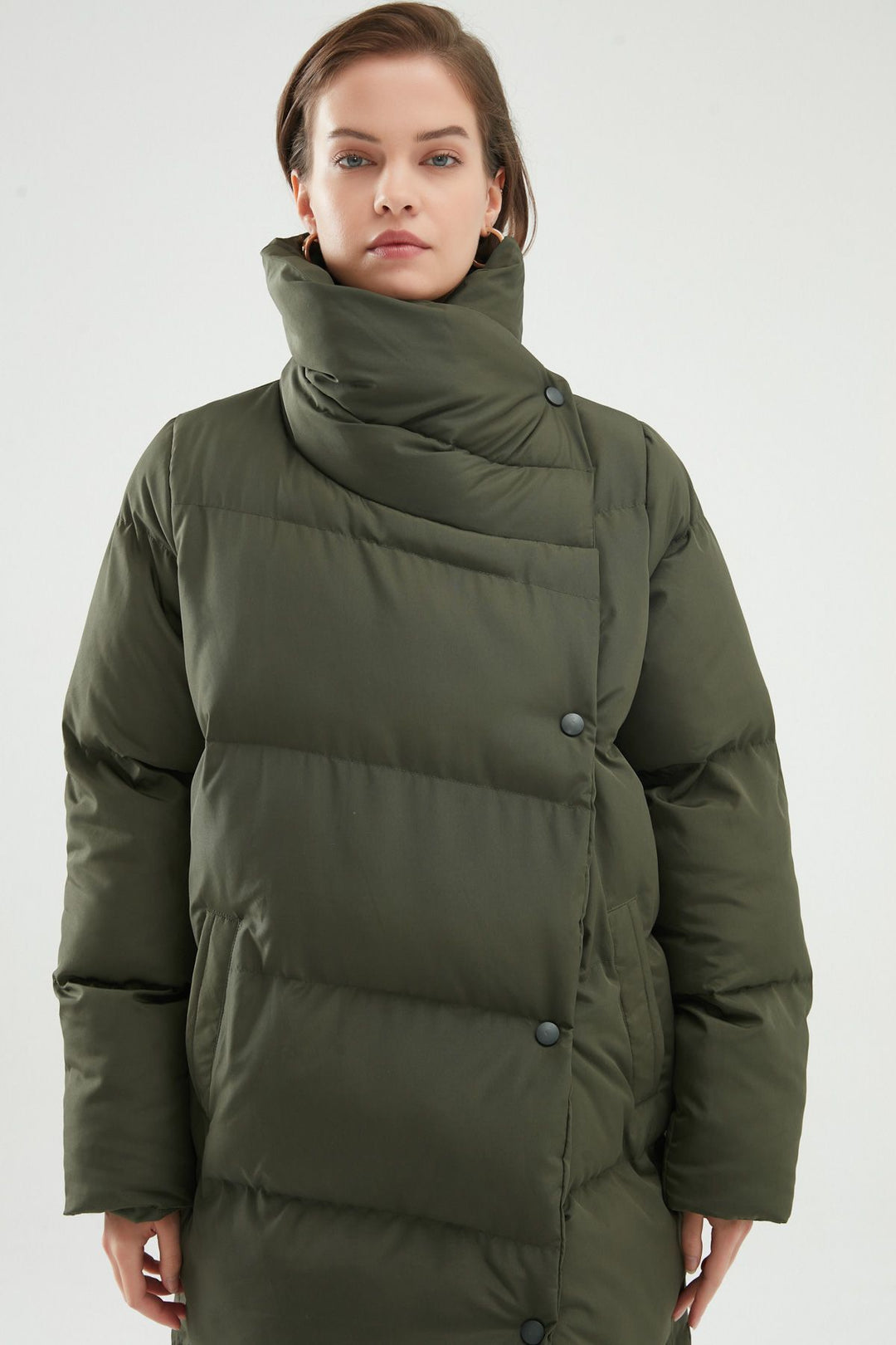 Double Breasted Inflatable Coat Khaki