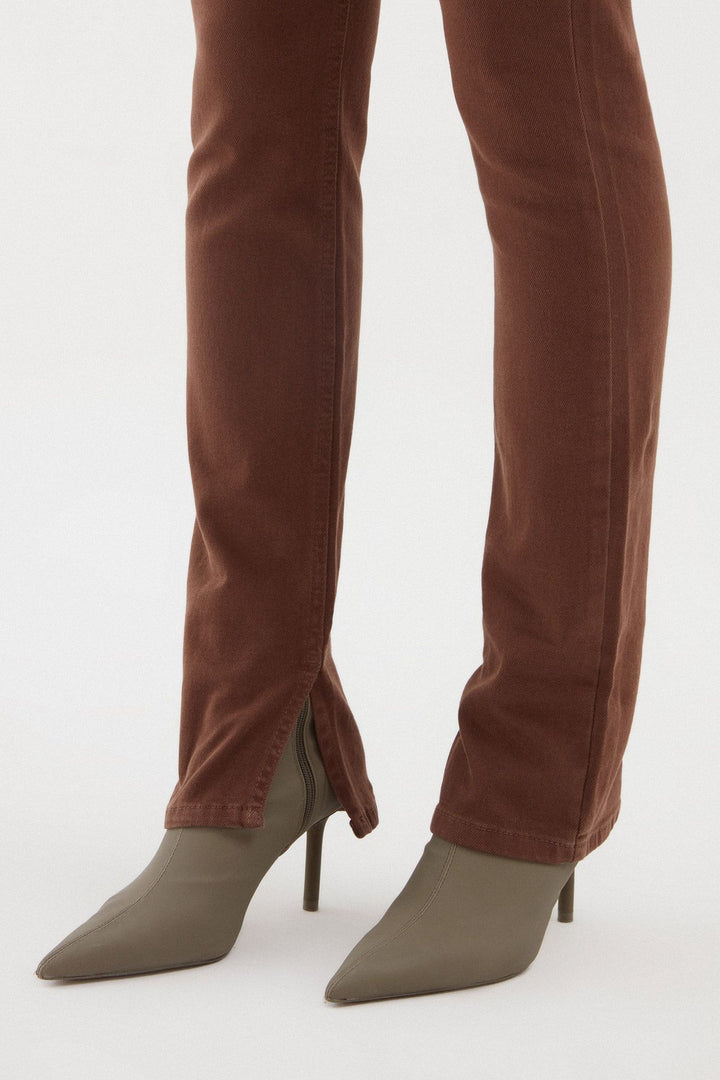 Side Slit Jeans Brown