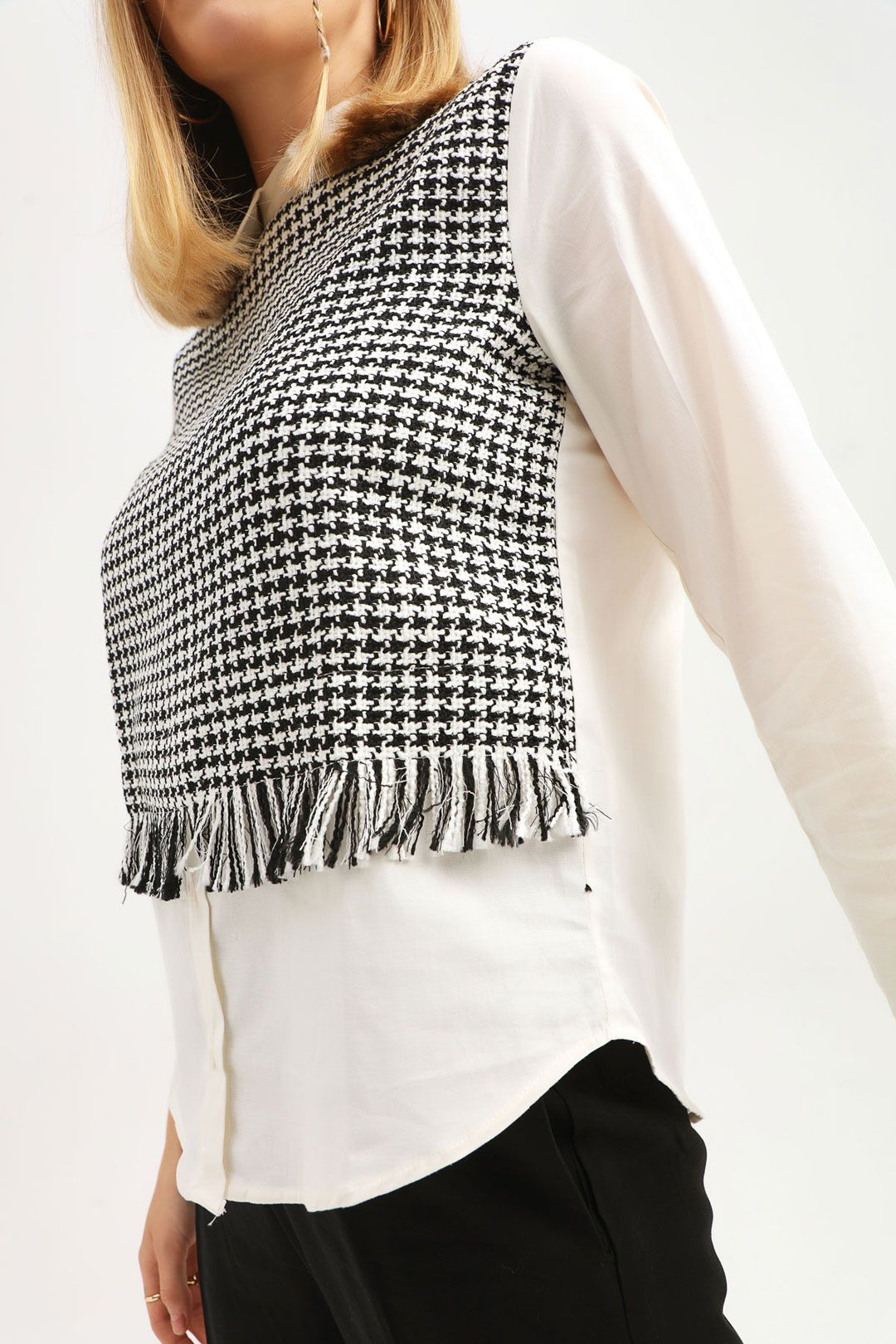 Garnish Striped Shirt White