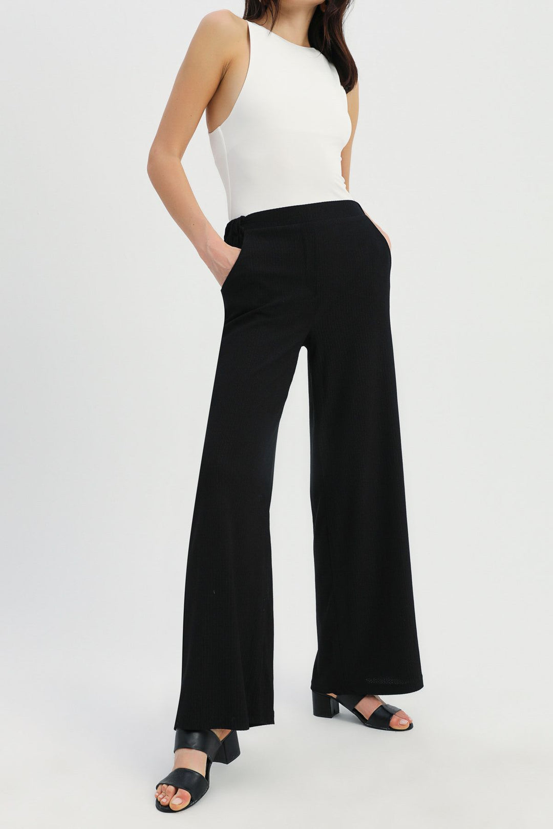 Cepli Bol Paça Pantolon Siyah