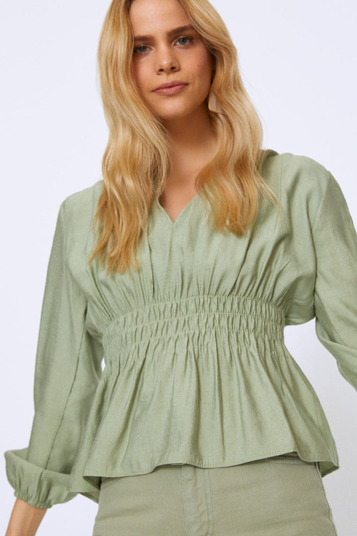 Long Sleeve Blouse With Waist Gippe Mint