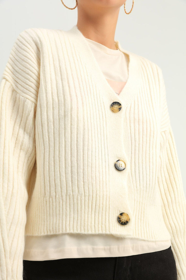 Buttoned Cardigan Ecru