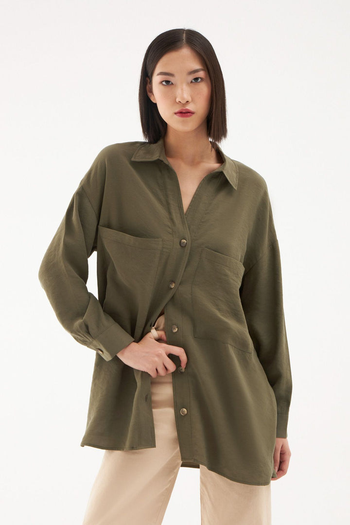 Cep Detaylı Gömlek Haki