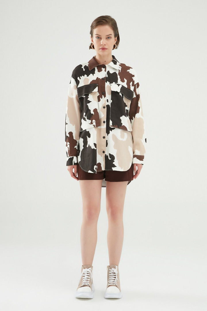 Desenli Gömlek Kahverengi