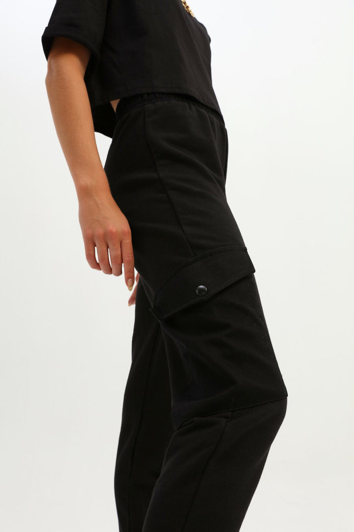 Kargo Cepli Jogger Pantolon Siyah