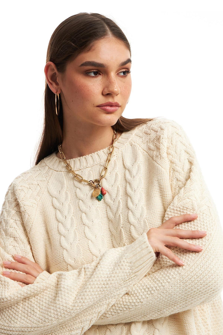 Knit Oversize Sweater Ecru