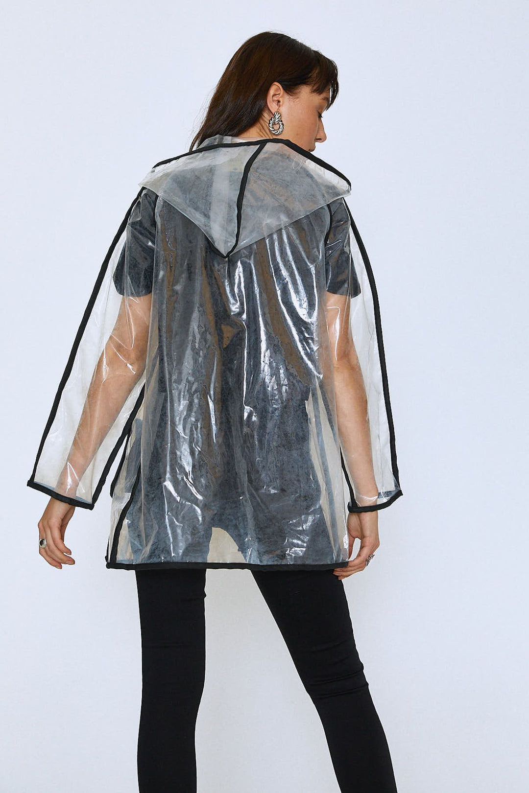 Transparent Leather Hook Raincoat Transparent