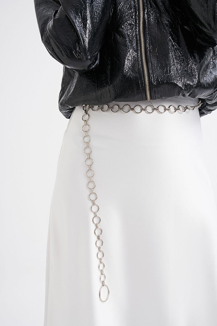 Chain Waist Midi Skirt Ecru