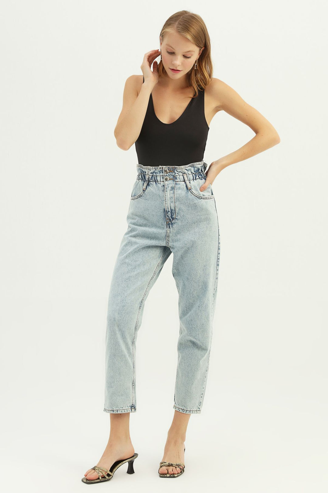 Strap V Neck Bodysuit Black