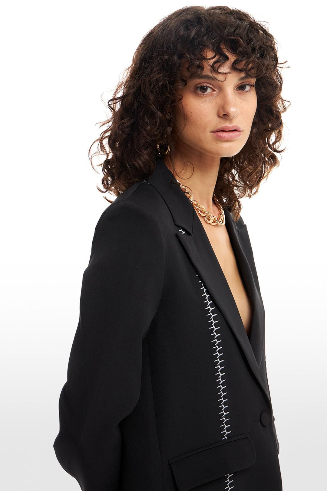 Nakış Detaylı Blazer Ceket Siyah