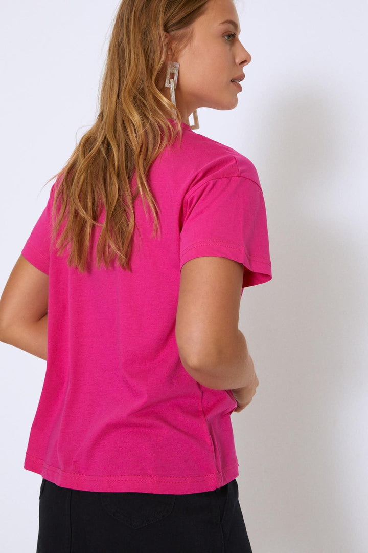 Baskılı Tişört Fuşya