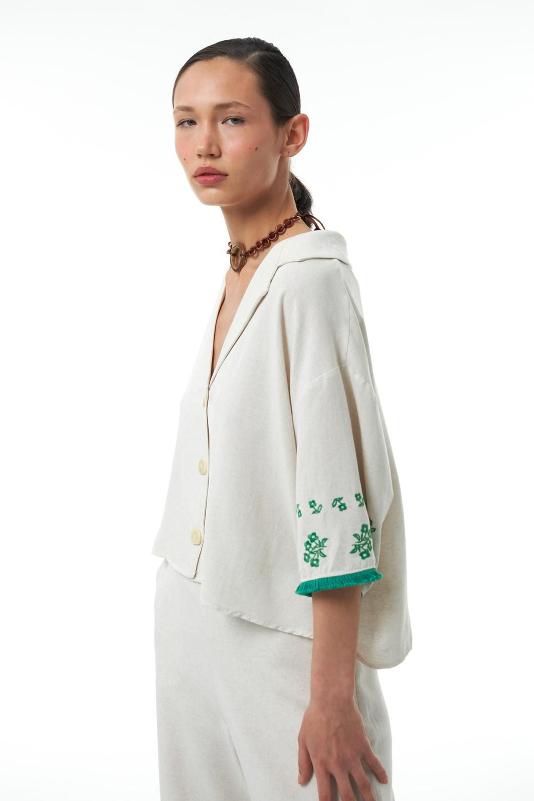 Linen Crop Shirt Natural