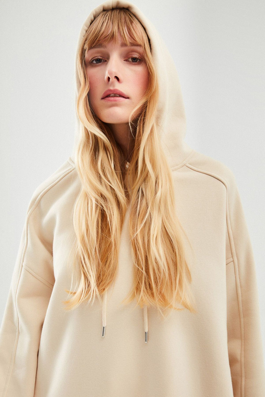 Hooded Oversize Sweatshirt Beige