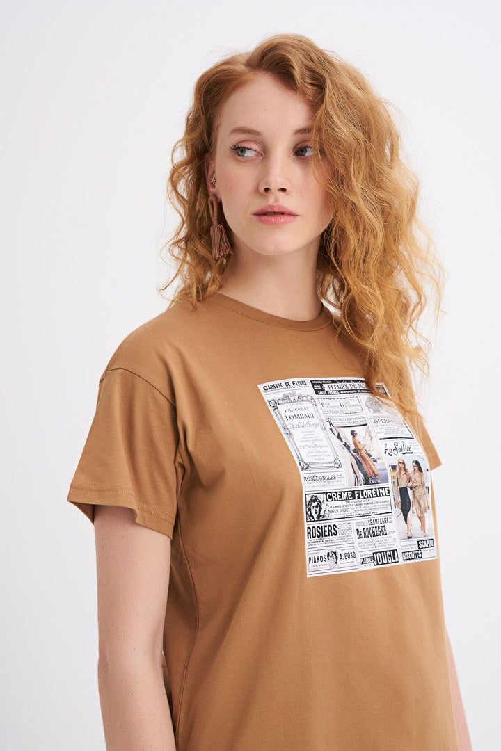Printed T-Shirt Brown