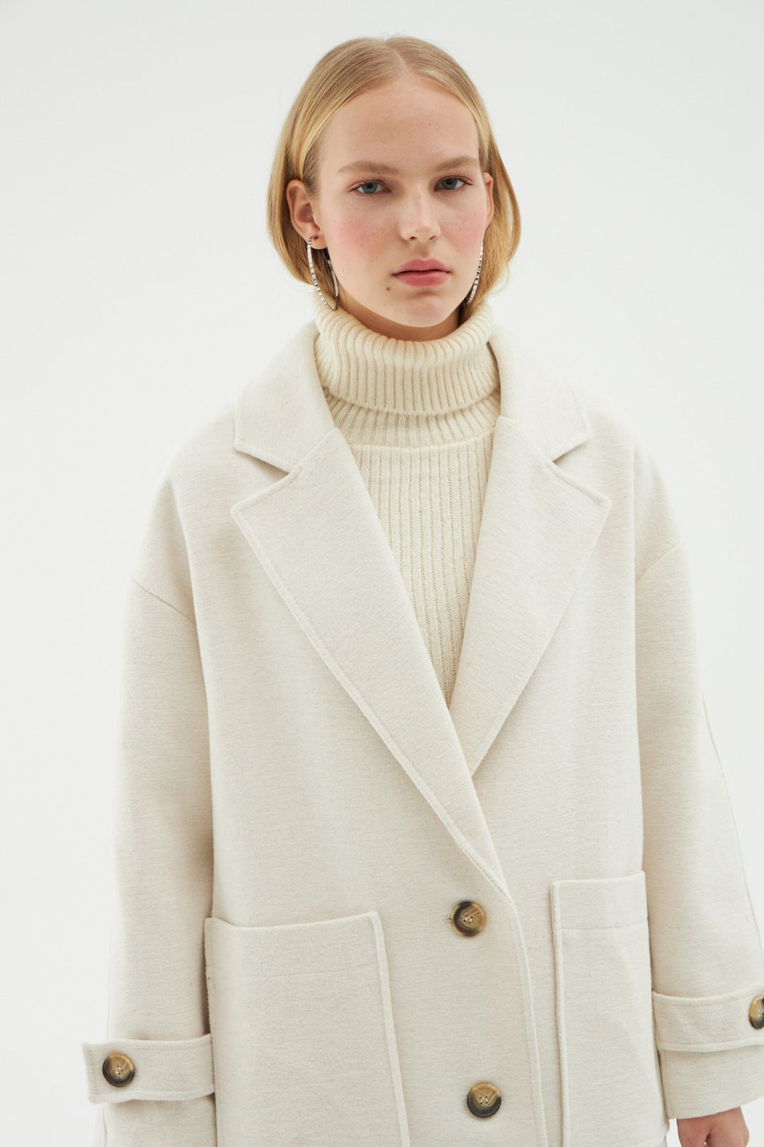 Pocket Long Oversize Coat White