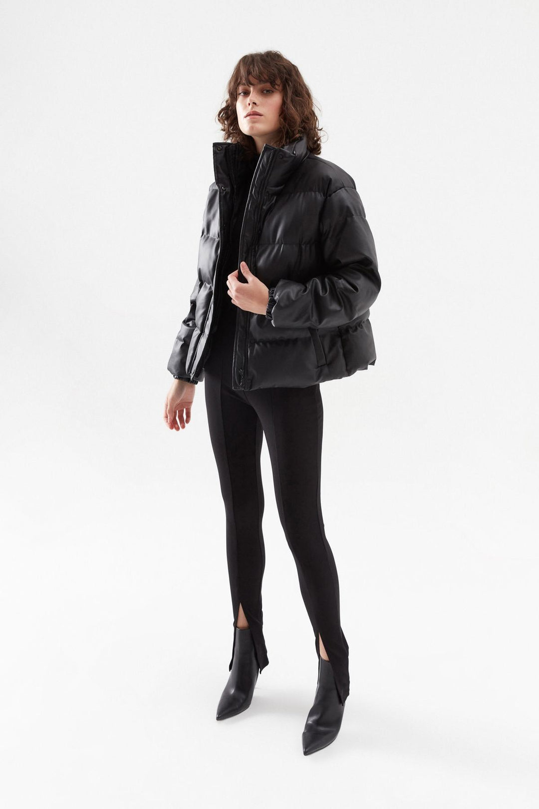 Leather Down Jacket Black