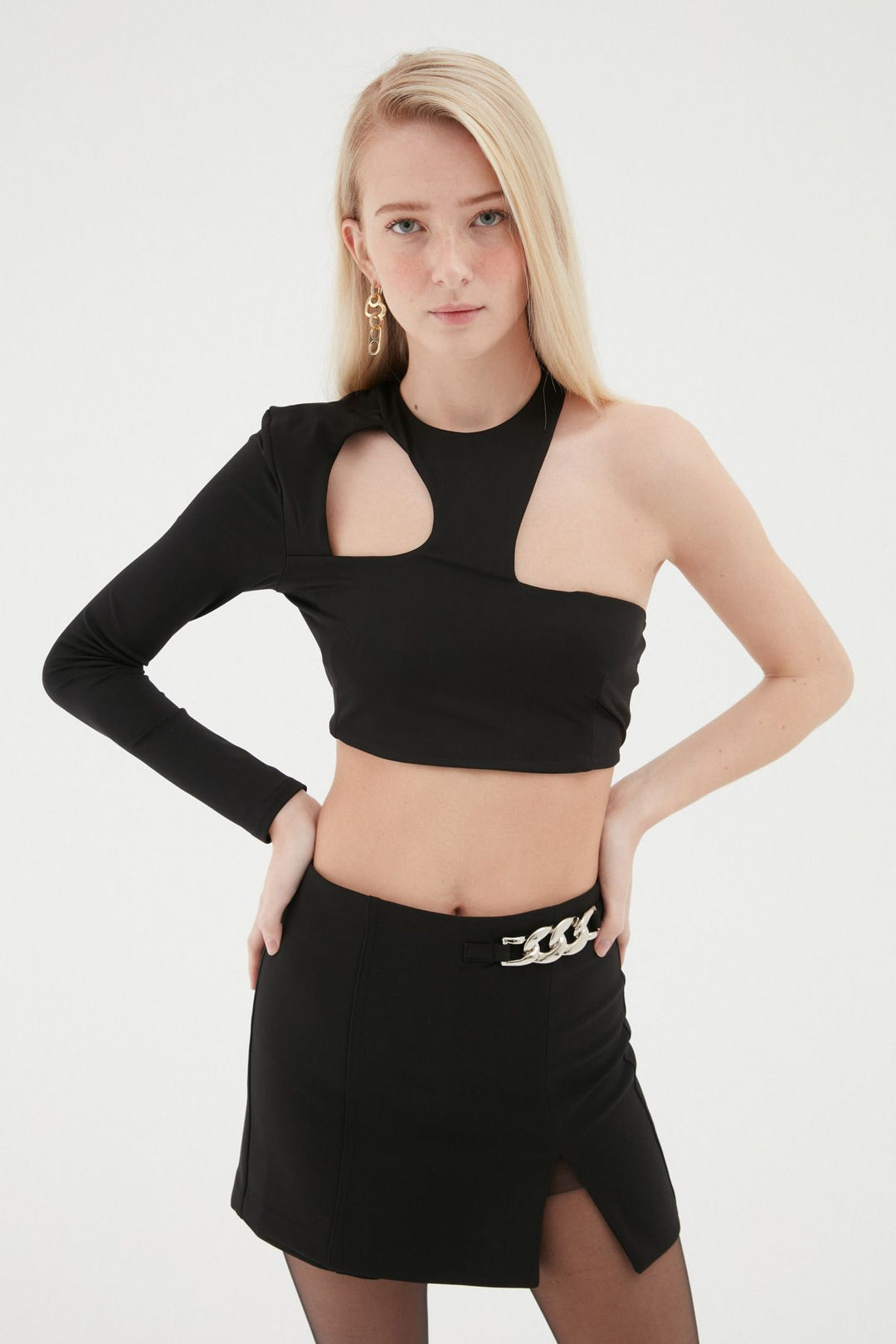 One Shoulder Blouse Black