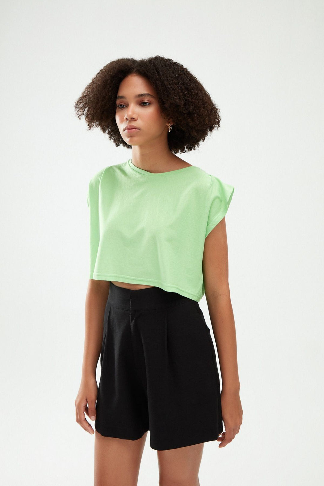 Crop Tişört Açık Yeşil