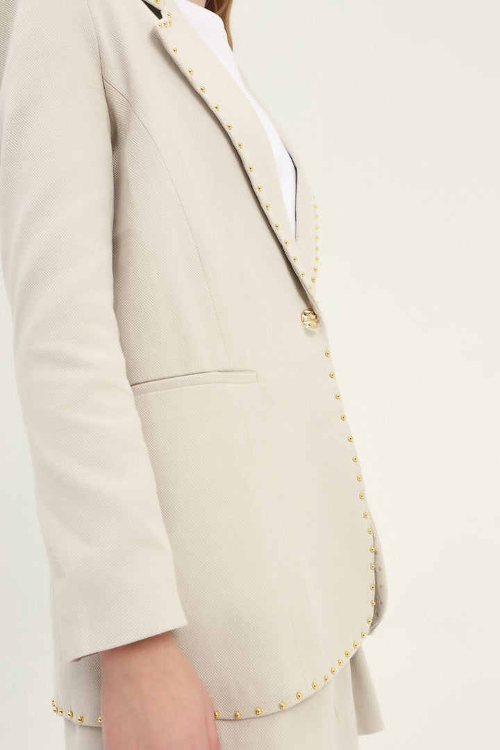 Tek Düğmeli Blazer Ceket Taş