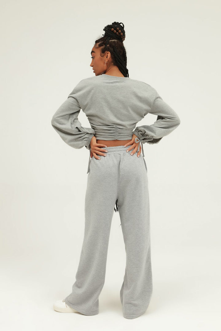 Wide Leg Studded Tracksuit Graymelange