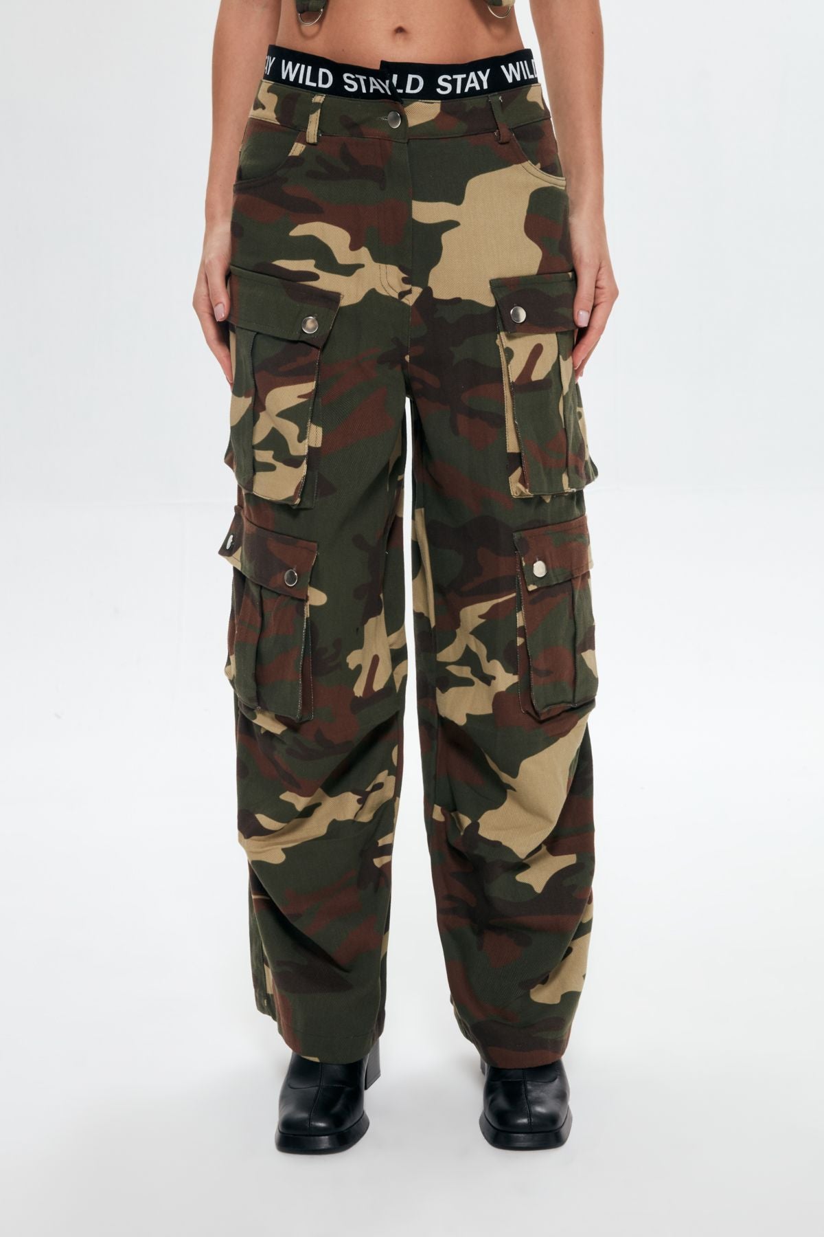 Camouflage Patterned Cargo Pants Khaki