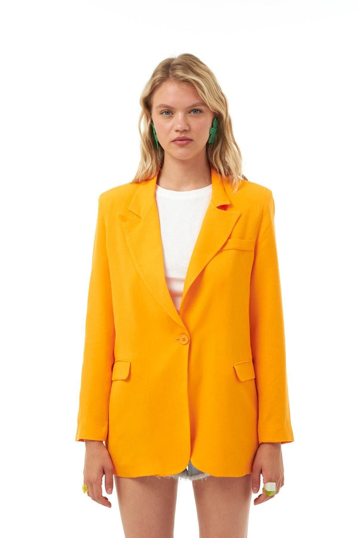 Keten Blazer Ceket Turuncu