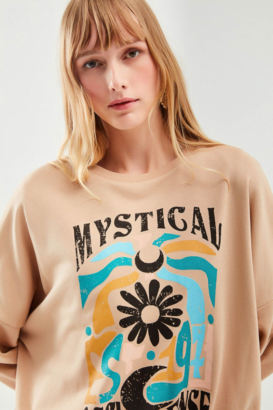 Printed Sweatshirt Beige