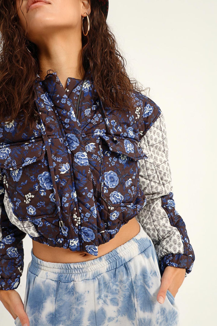 Desenlii Kapüşonlu Bomber Mont Lacivert