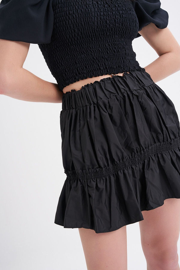 Elastic Waist Skirt Black