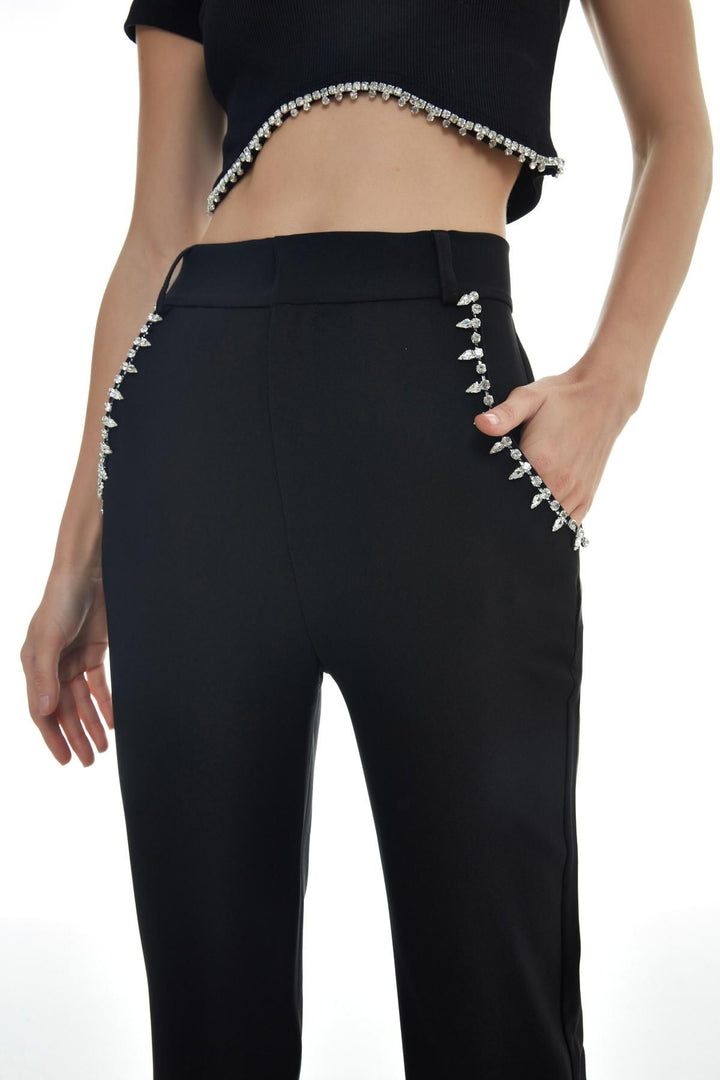 High Waist Trousers Black With Pockets Accessory