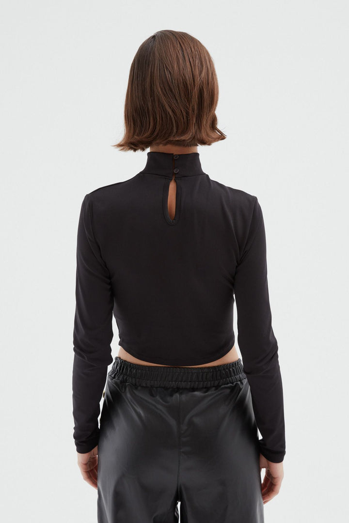 Cut Out Judge Collar Blouse Black