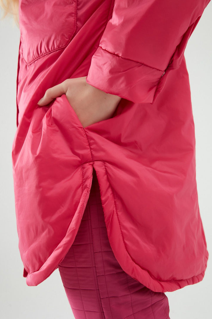 Oversize Uzun Ceket Fuşya