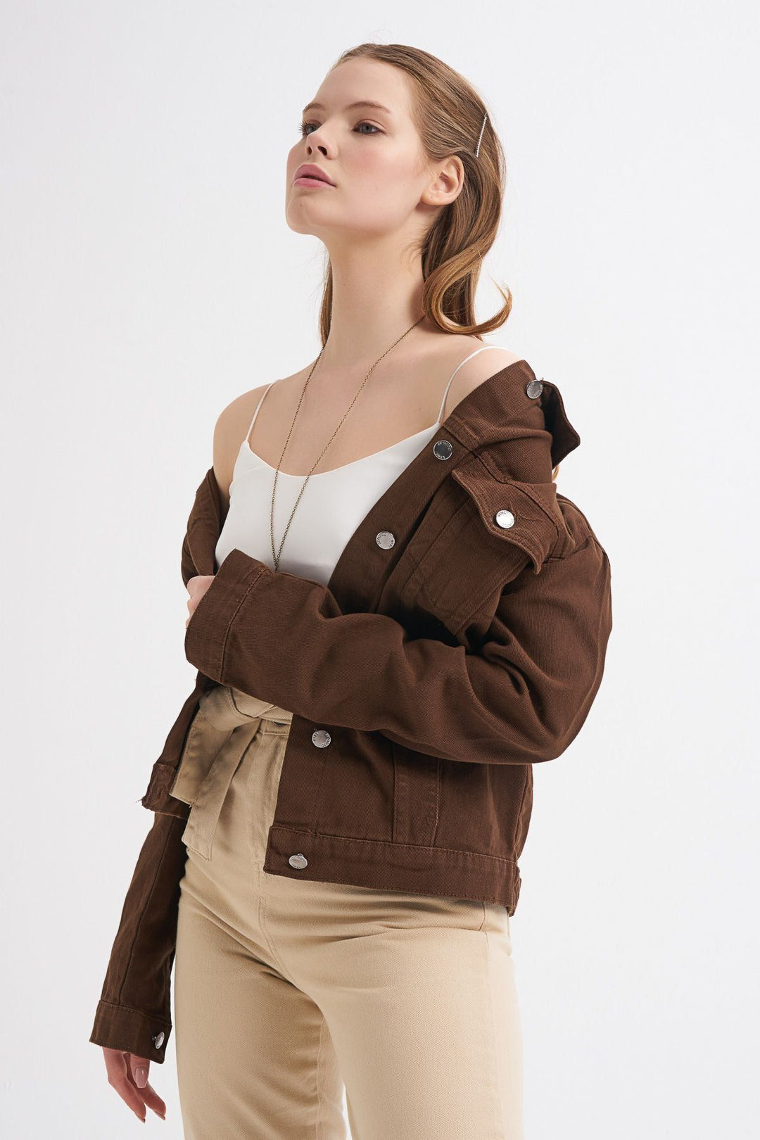 Gabardine Denim Jacket Dark Brown