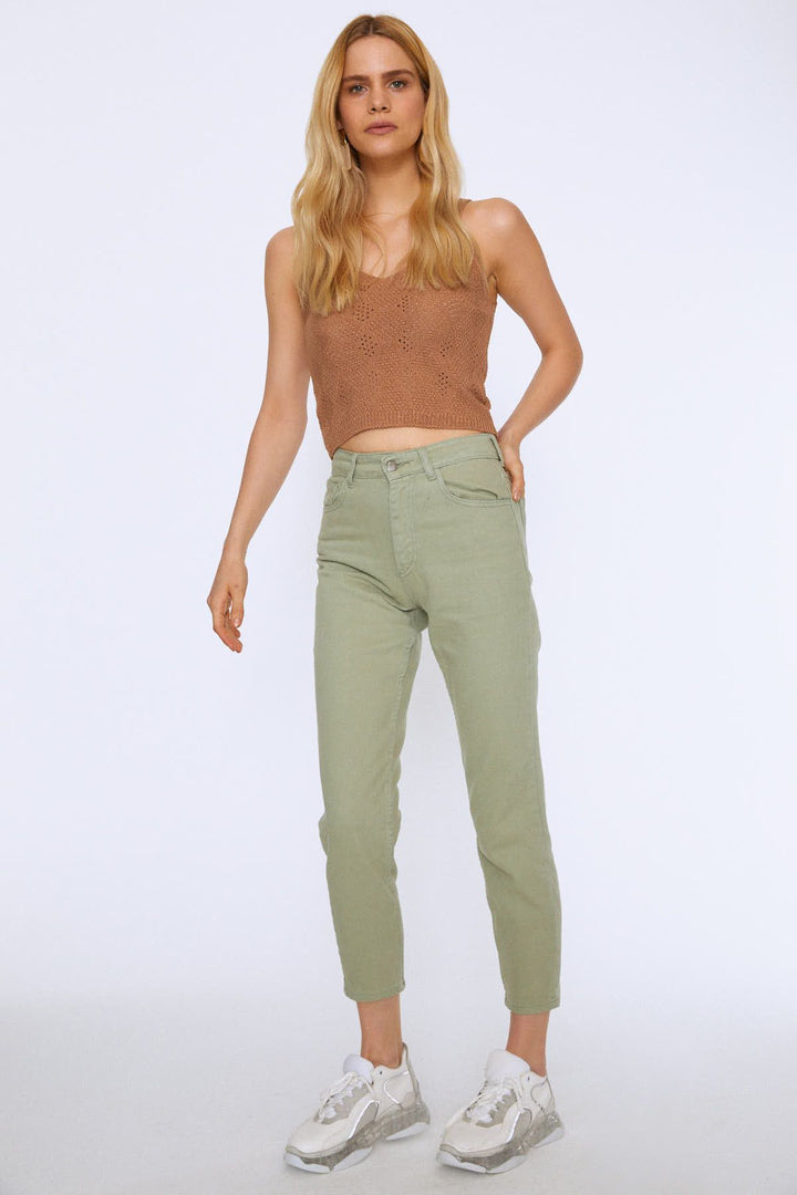 Gabardine Mom Jean Mint