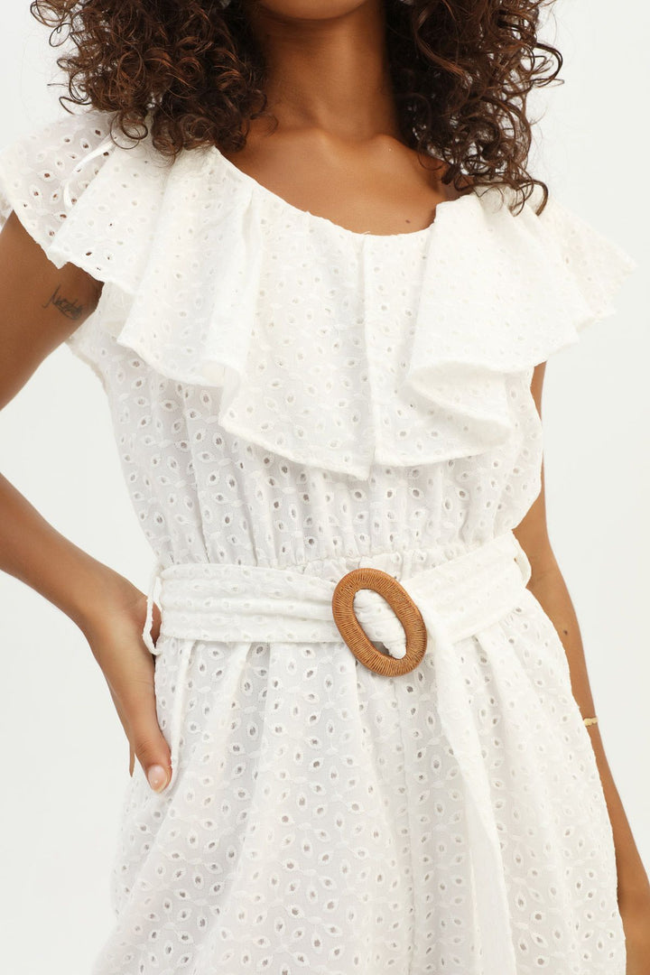 Flywheel Guipure Jumpsuit White