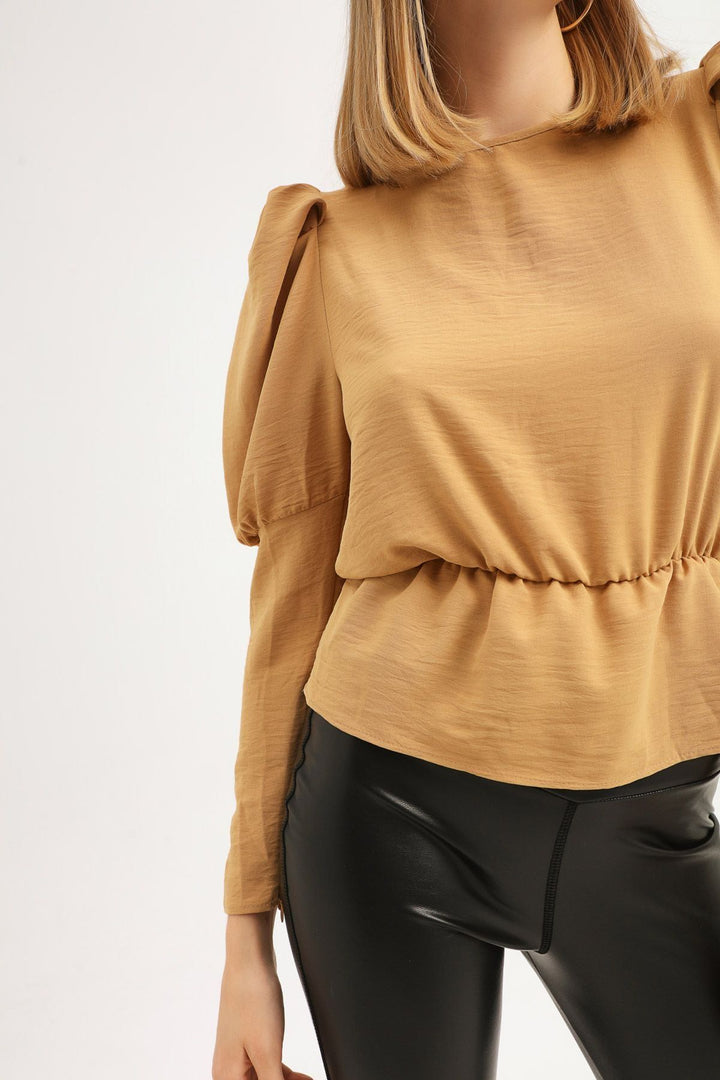 Balloon Sleeve Blouse Camel