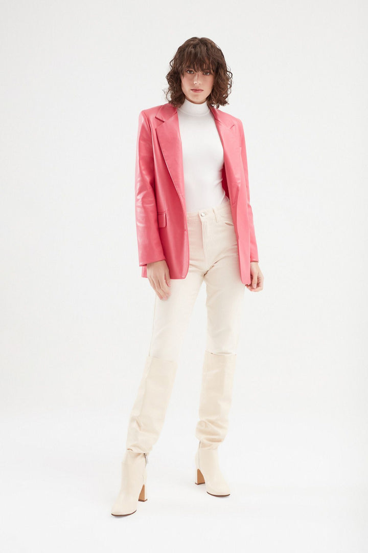 Blazer Deri Ceket Şeker Pembe
