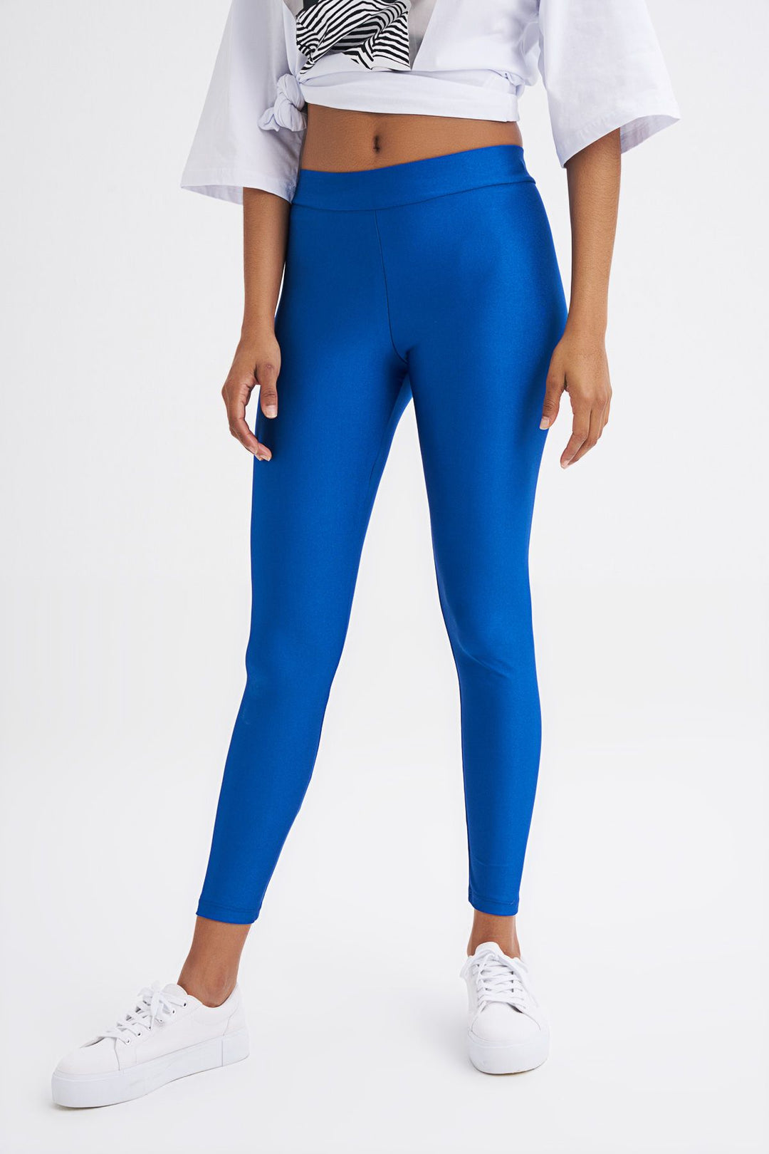 Shiny Disco Leggings Sax